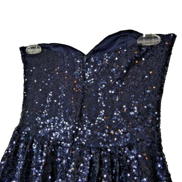 Blue Prom Dress Jr 3/4 Mini Womens XXS Size Corset Sequins Lolita Bombshell - Picture 3 of 11